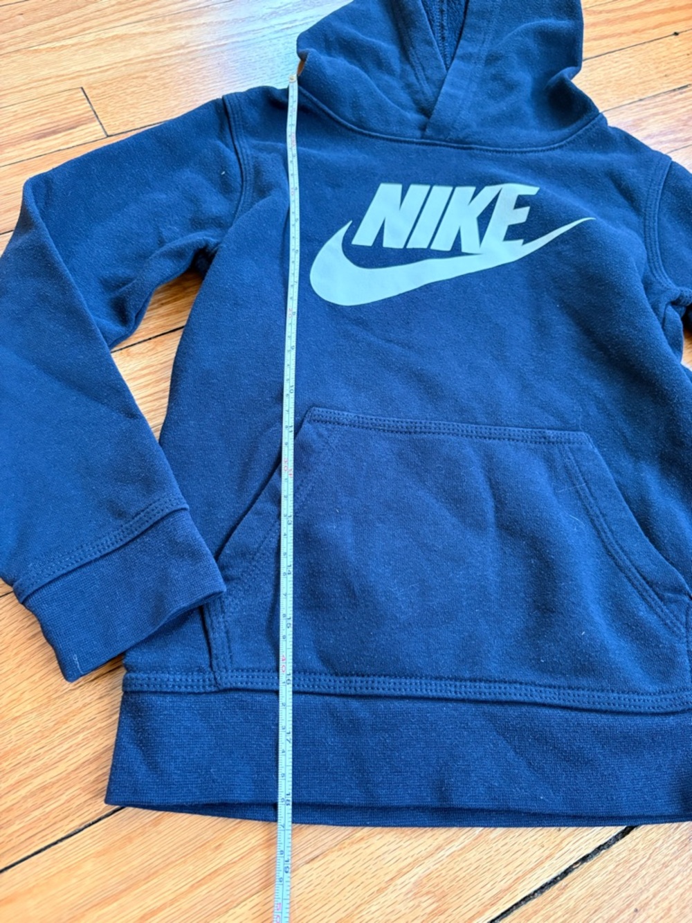 Nike Kids Navy Hoodie with Light Blue Logo Size 7 or L - Picture 2 of 5